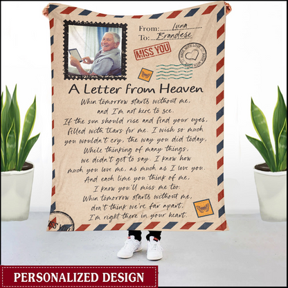 Wrapped in a Letter from Heaven - Personalized Memorial Blanket