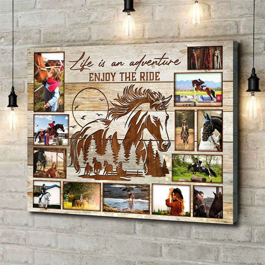 Personalized Horse Rider Photo Collage Canvas / Poster - Gift For Equestrians