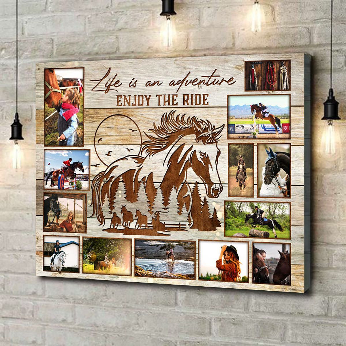 Personalized Horse Rider Photo Collage Canvas / Poster - Gift For Equestrians