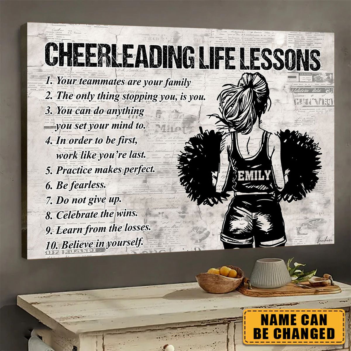 “Cheerleading Life Lessons” Personalized Poster / Canvas - Gift for Girls & Cheerleading Lovers