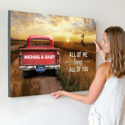 Personalized Rustic Canvas: 'All of Me Loves All of You' Couple Gift