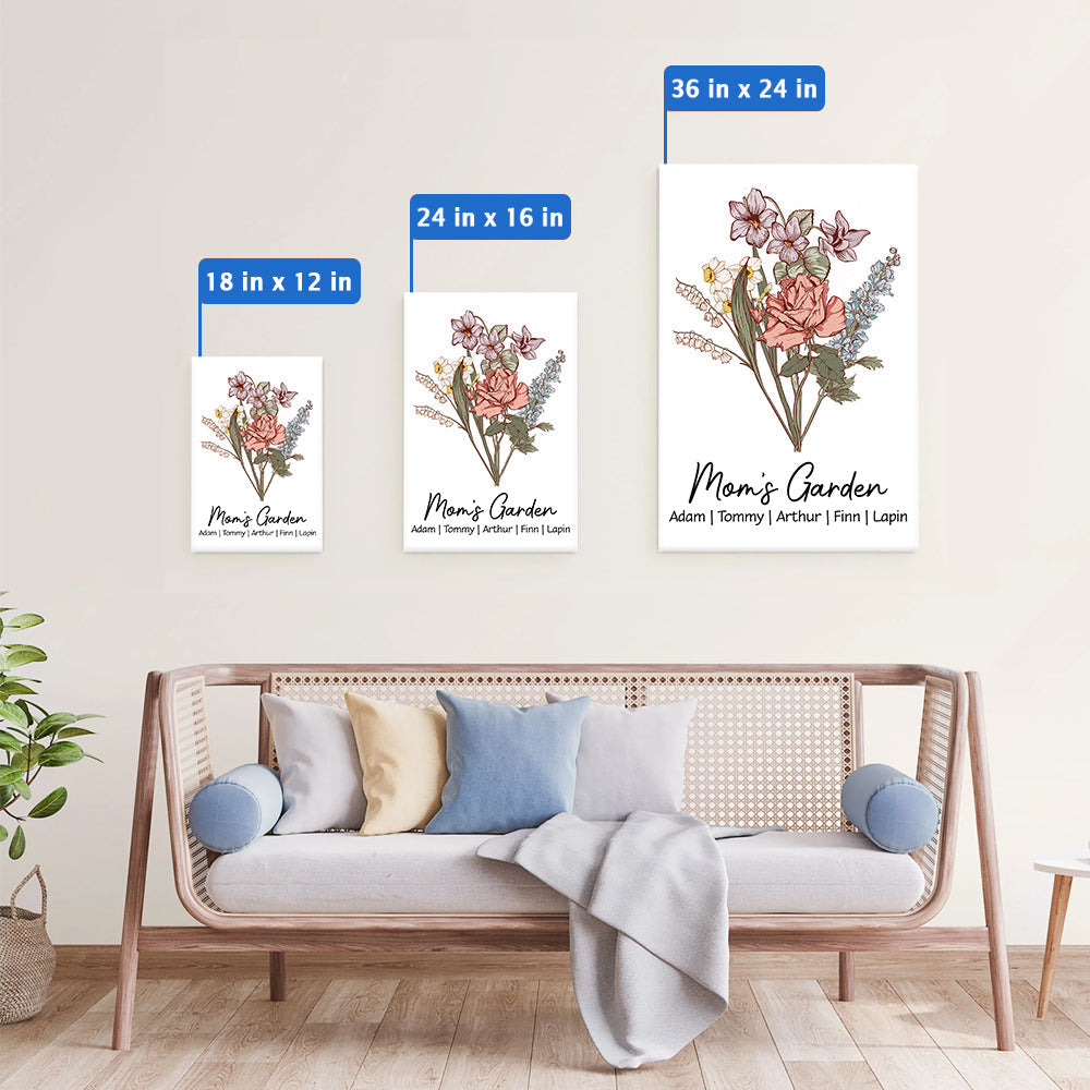 Personalized 'Mom's Garden' Birth Flower Canvas Gift for Mom & Grandma