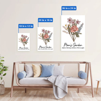 Personalized 'Mom's Garden' Birth Flower Canvas Gift for Mom & Grandma