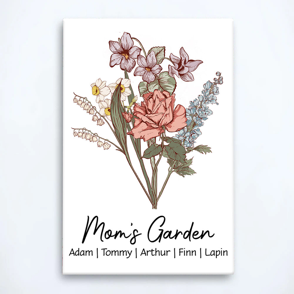 Personalized 'Mom's Garden' Birth Flower Canvas Gift for Mom & Grandma