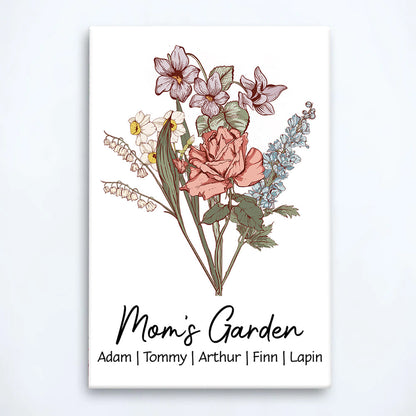 Personalized 'Mom's Garden' Birth Flower Canvas Gift for Mom & Grandma