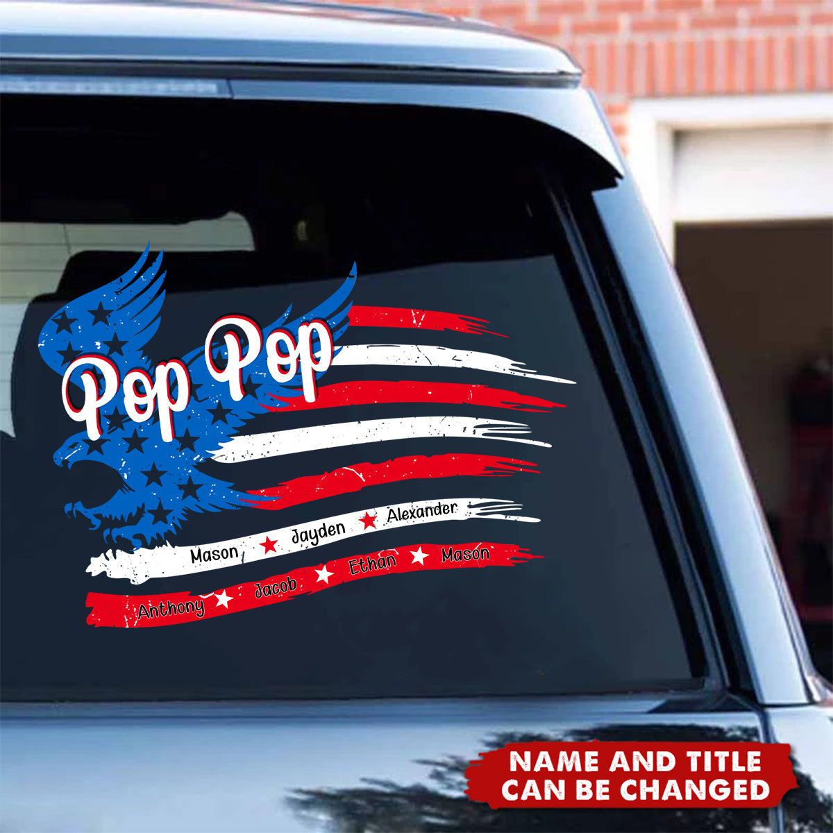 Papa With His Kids - Personalized American Flag Sticker