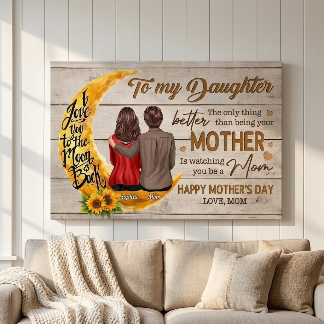Sunflower Moon To My Daughter Happy Mother's Day - Personalized Poster - Mother's Day Gift For Daughter