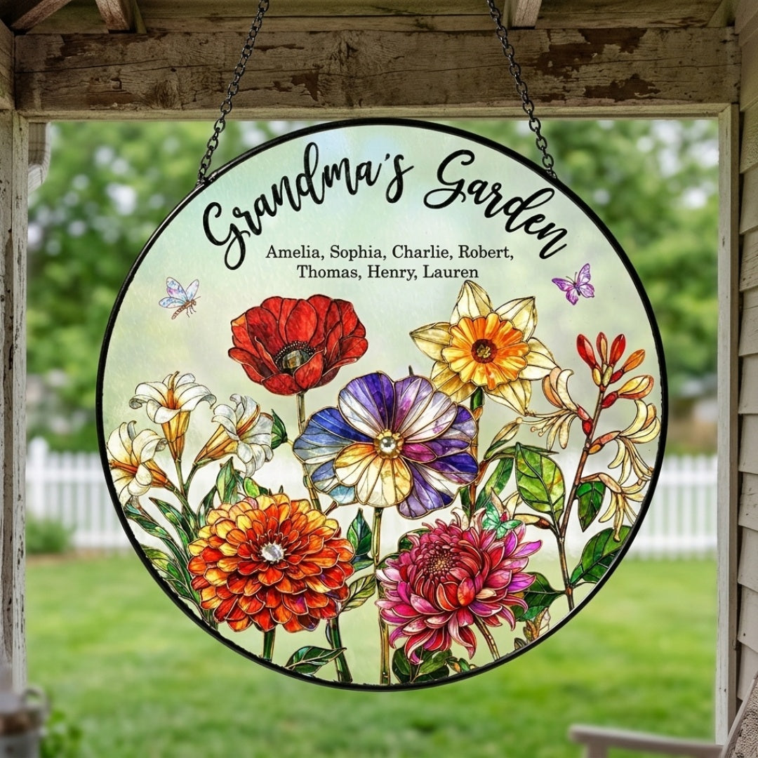 “Grandma’s Garden” Custom Birth Flowers Suncatcher - Personalized Mother’s Day Gift