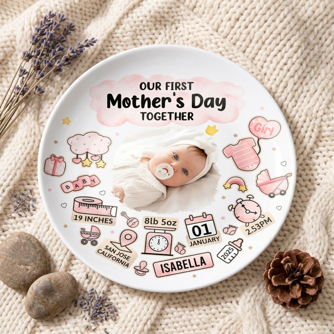 Our First Mother's Day - Personalized Custom Photo Ceramic Plate