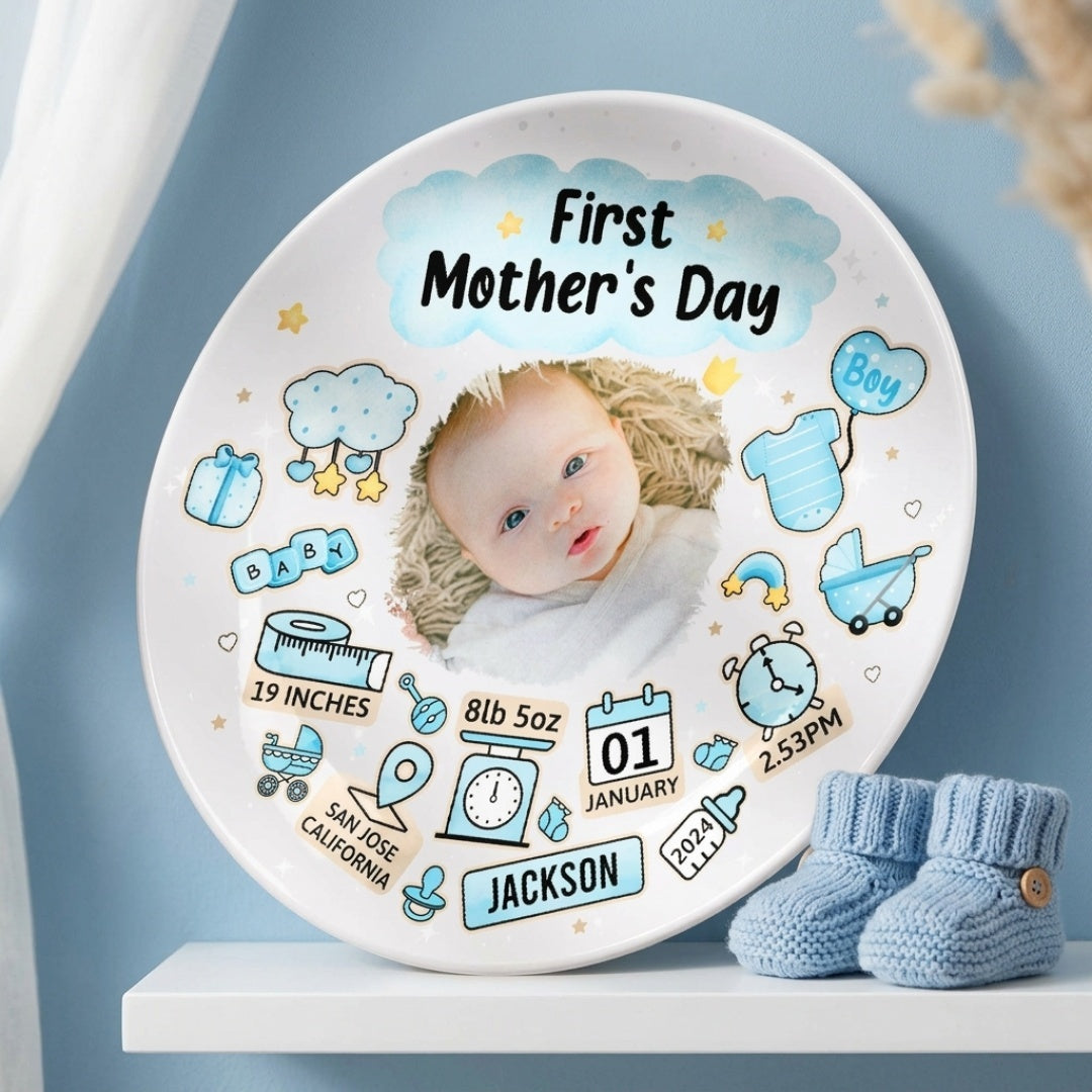 Our First Mother's Day - Personalized Custom Photo Ceramic Plate
