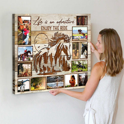 Personalized Horse Rider Photo Collage Canvas / Poster - Gift For Equestrians