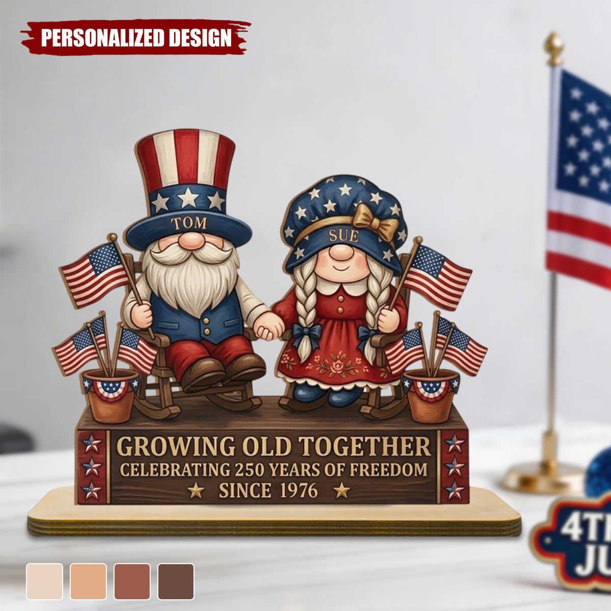 Personalized Growing Old Together Wooden Plaque - American Anniversary Gift