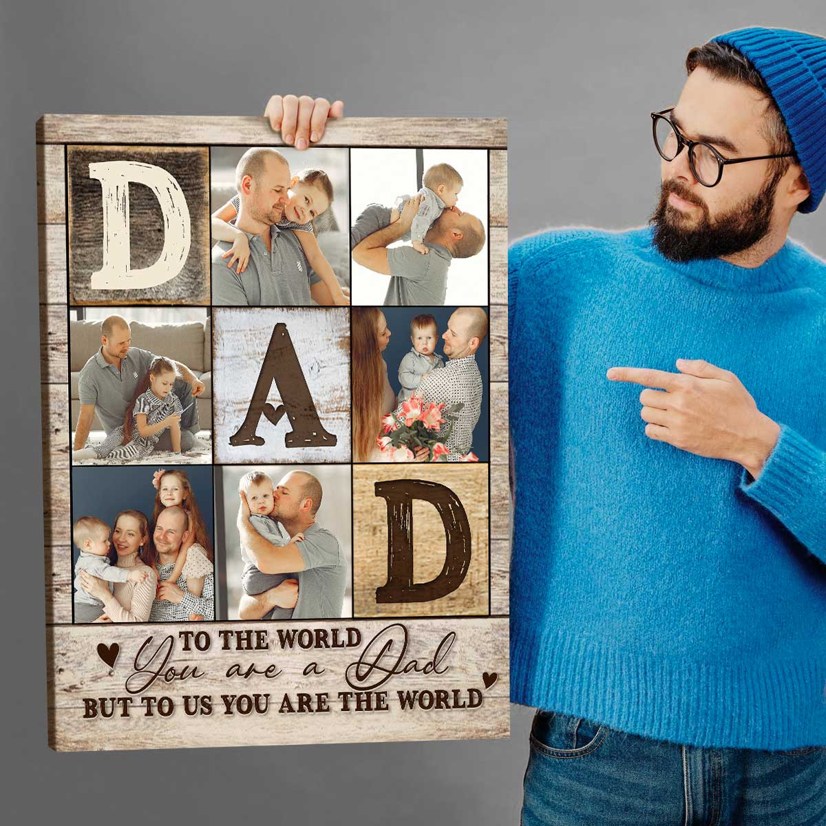 Personalized Dad Photo Collage Canvas / Poster - Custom Wall Art for Dad