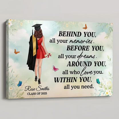 Custom Graduation Canvas Gift: 'Memories, Dreams & Love' For Grads