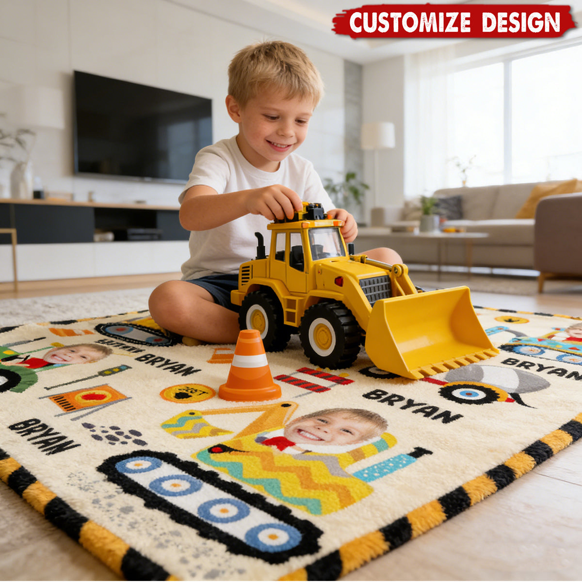 Construction Machines - Personalized Custom Kids Photo Blanket