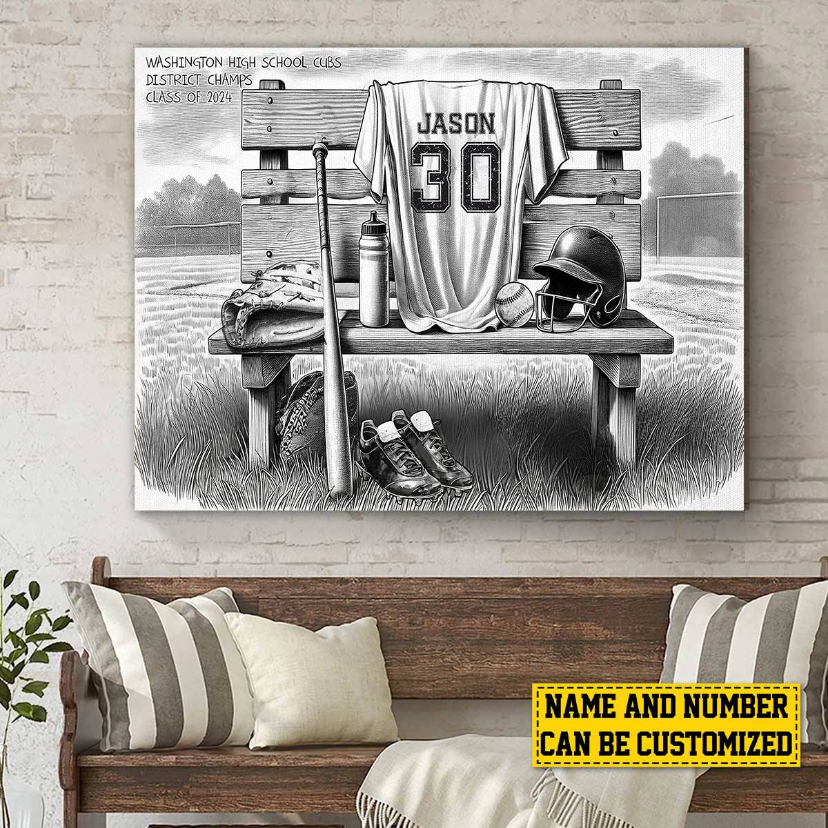 Custom Baseball Team Canvas Art for Son/Grandson with personalized design details for meaningful gifting image 8