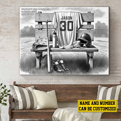 Custom Baseball Team Canvas Art for Son/Grandson with personalized design details for meaningful gifting image 8