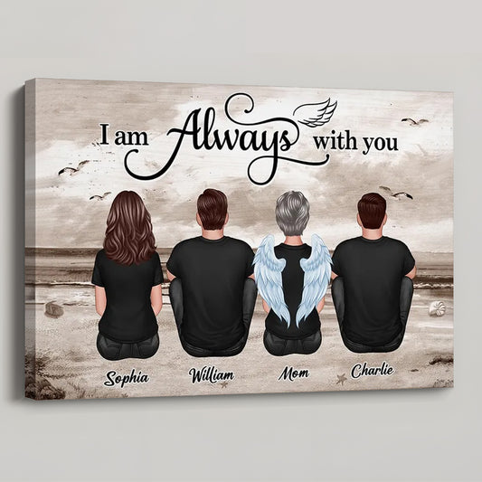 Personalized Family Memorial For Loved One Canvas: 'Always With You' Angel Wings Art
