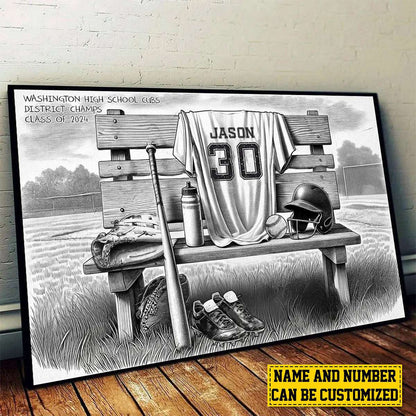 Custom Baseball Team Canvas Art for Son/Grandson with personalized design details for meaningful gifting
