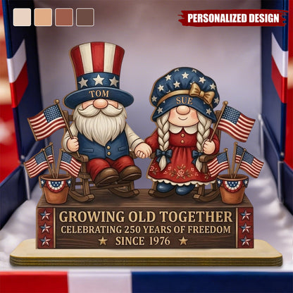 Personalized Growing Old Together Wooden Plaque - American Anniversary Gift