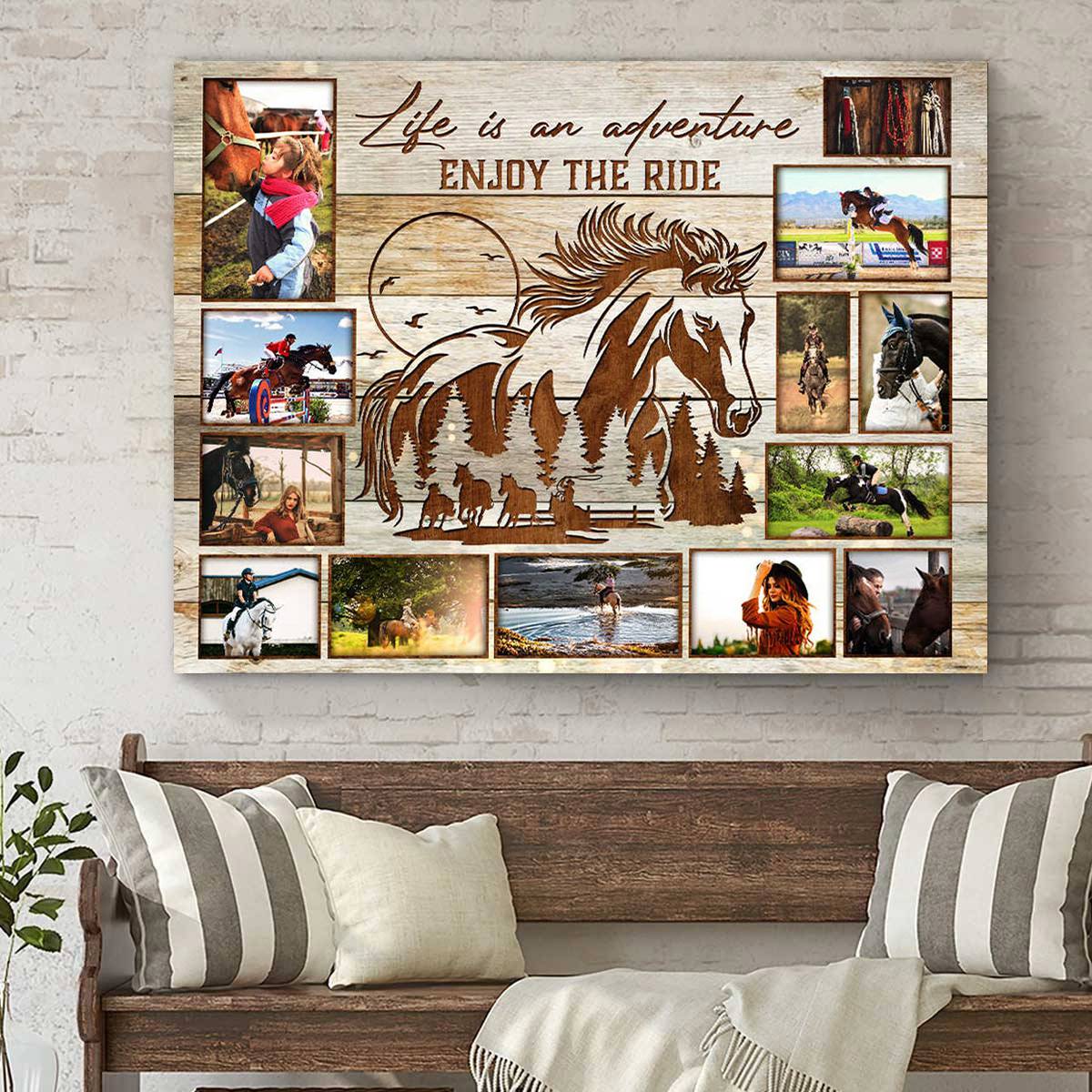 Personalized Horse Rider Photo Collage Canvas / Poster - Gift For Equestrians