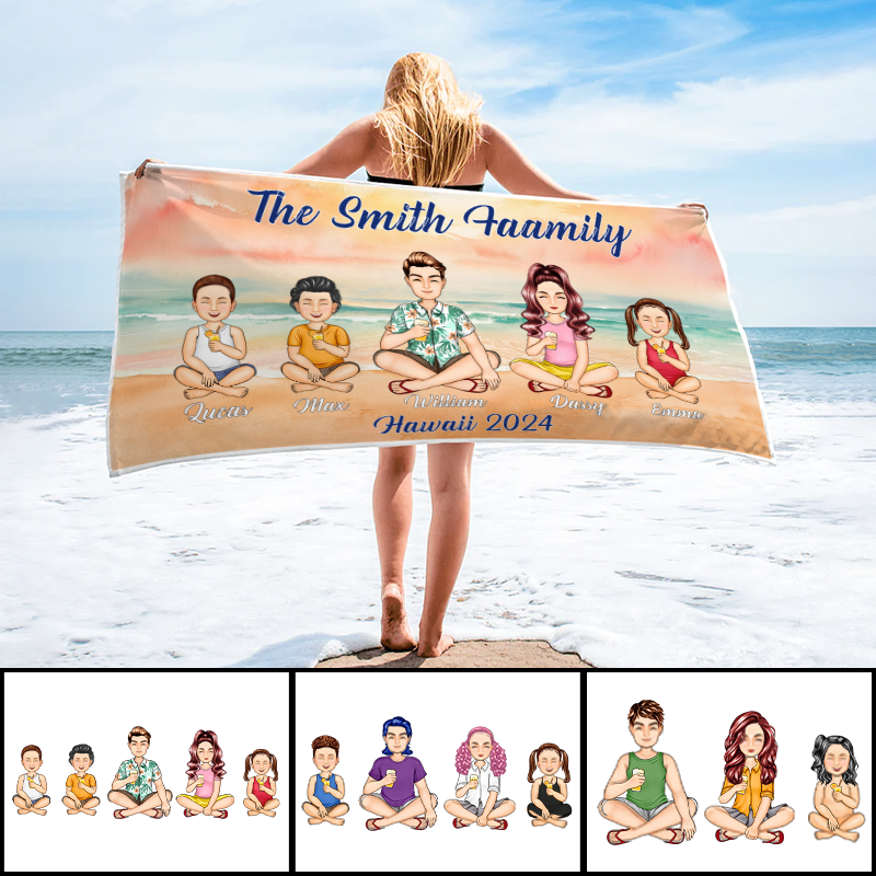 Personalized 'The [Your Name] Family' Beach Towel - Custom Vacation Keepsake