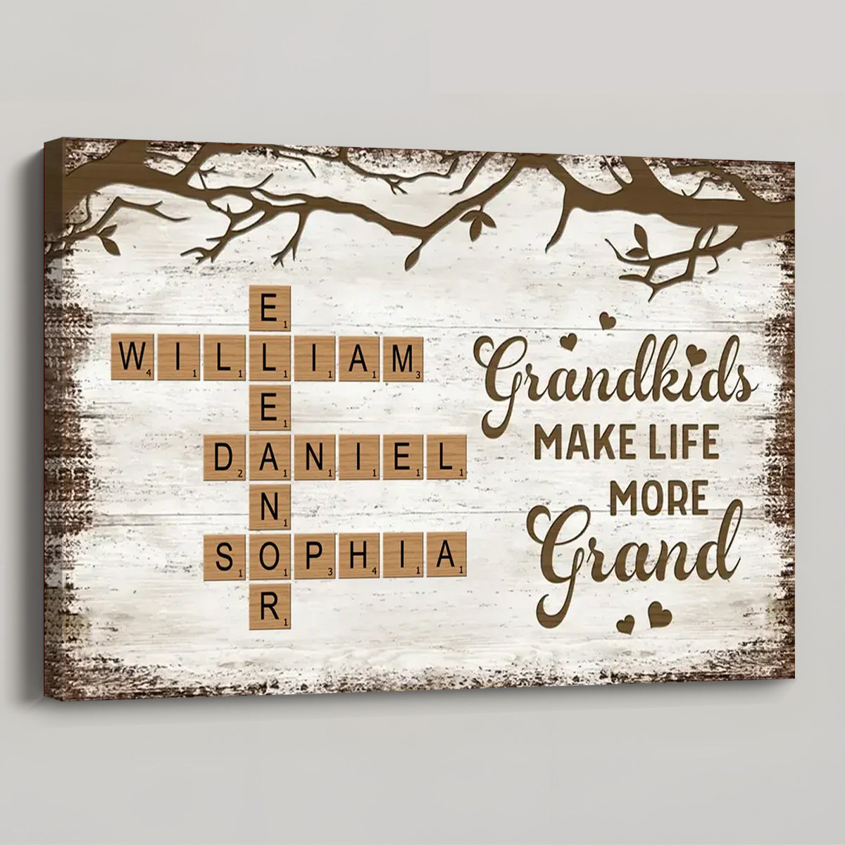 Grandkids Make Life More Grand - Personalized Custom Crossword Puzzle Art Poster / Canvas