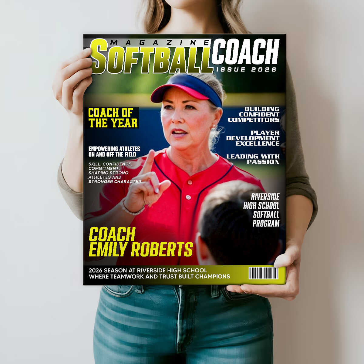 Personalized Softball Coach Magazine Cover Canvas / Poster - Appreciation & End of Season Gift