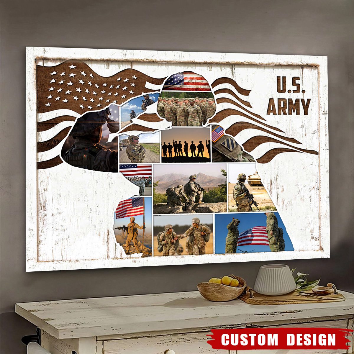 Personalized US Military Photo Collage Poster / Canvas - Gift for Veterans & Soldiers