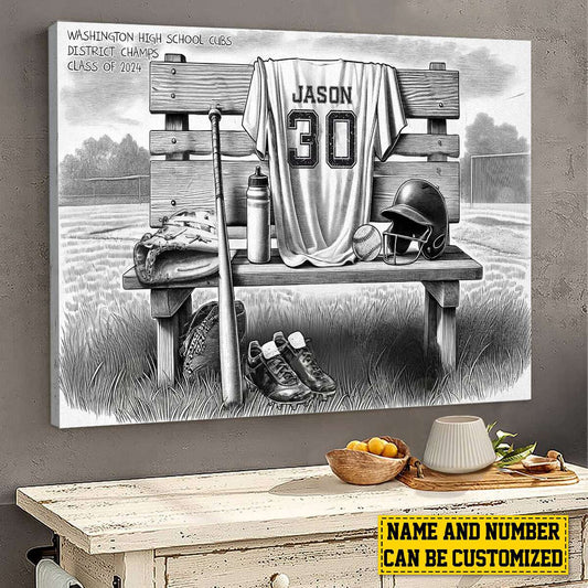 Custom Baseball Team Canvas Art personalization view for Son/Grandson