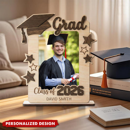 Personalized Graduation Gift - Class of 2026 Photo Frame Plaque - Custom Senior Keepsake for College & High School