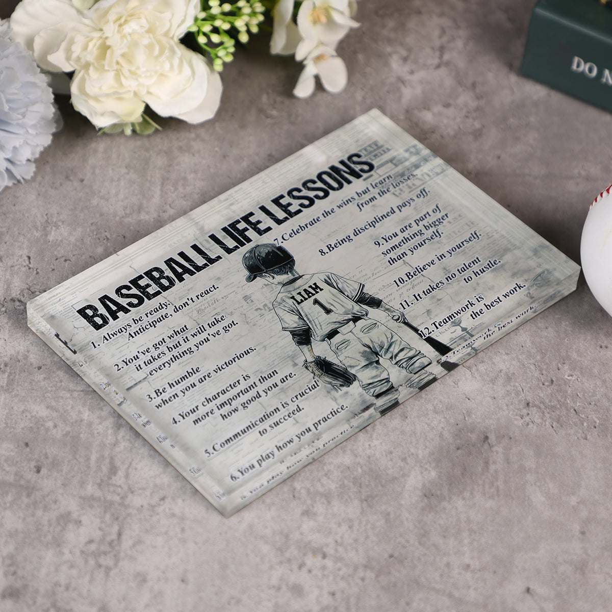 Personalized Baseball Life Lessons Acrylic Plaque - Gift for Boys & Baseball Lovers