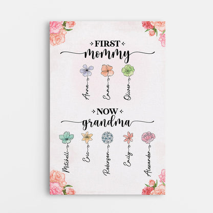 Personalized First Mommy Now Grandma Canvas / Poster - Custom Grandma Gifts