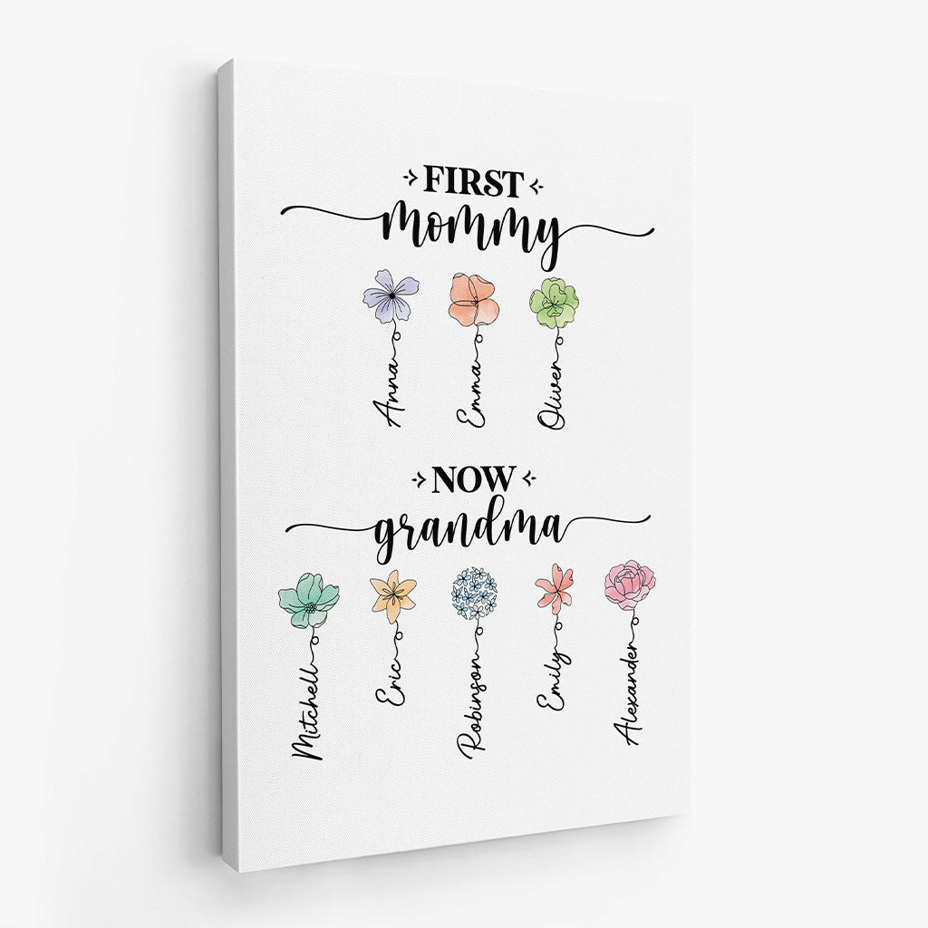 Personalized First Mommy Now Grandma Canvas / Poster - Custom Grandma Gifts