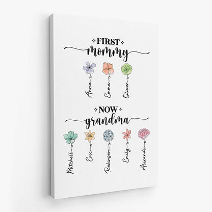Personalized First Mommy Now Grandma Canvas / Poster - Custom Grandma Gifts