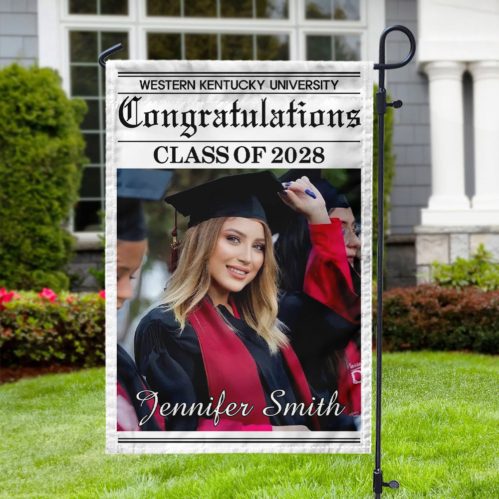 Class of 2026 Garden Flag - Custom Photo Newspaper Style | Graduation Party Decor