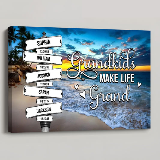Personalized Street Signs With Grandkids Names Poster / Canvas - Custom Gift For Grandma