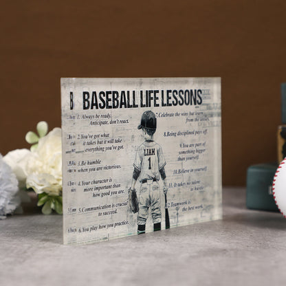 Personalized Baseball Life Lessons Acrylic Plaque - Gift for Boys & Baseball Lovers