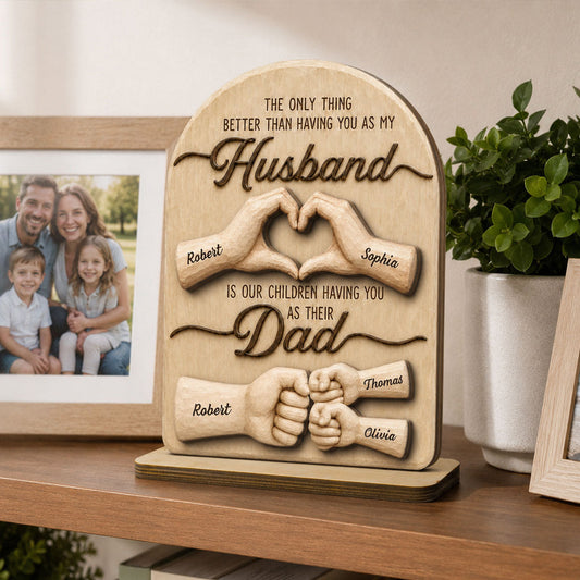Personalized Husband Dad Wooden Plaque for Husband with personalized design details for meaningful gifting