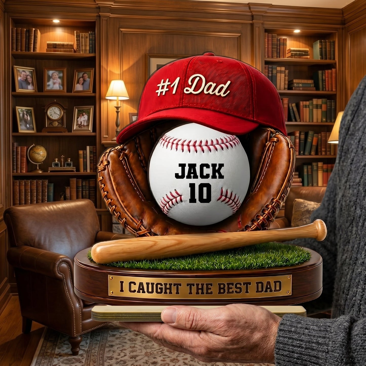 Custom Baseball Dad Wood Plaque personalization view for Dad