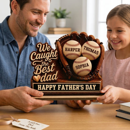 Wood Sign material and size view - Personalized Baseball Dad Plaque