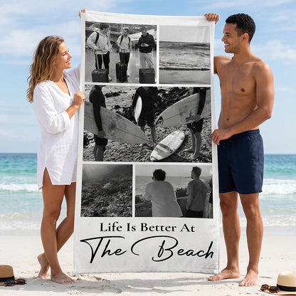 Custom Photo Collage Beach Towel personalization view for Best Friends
