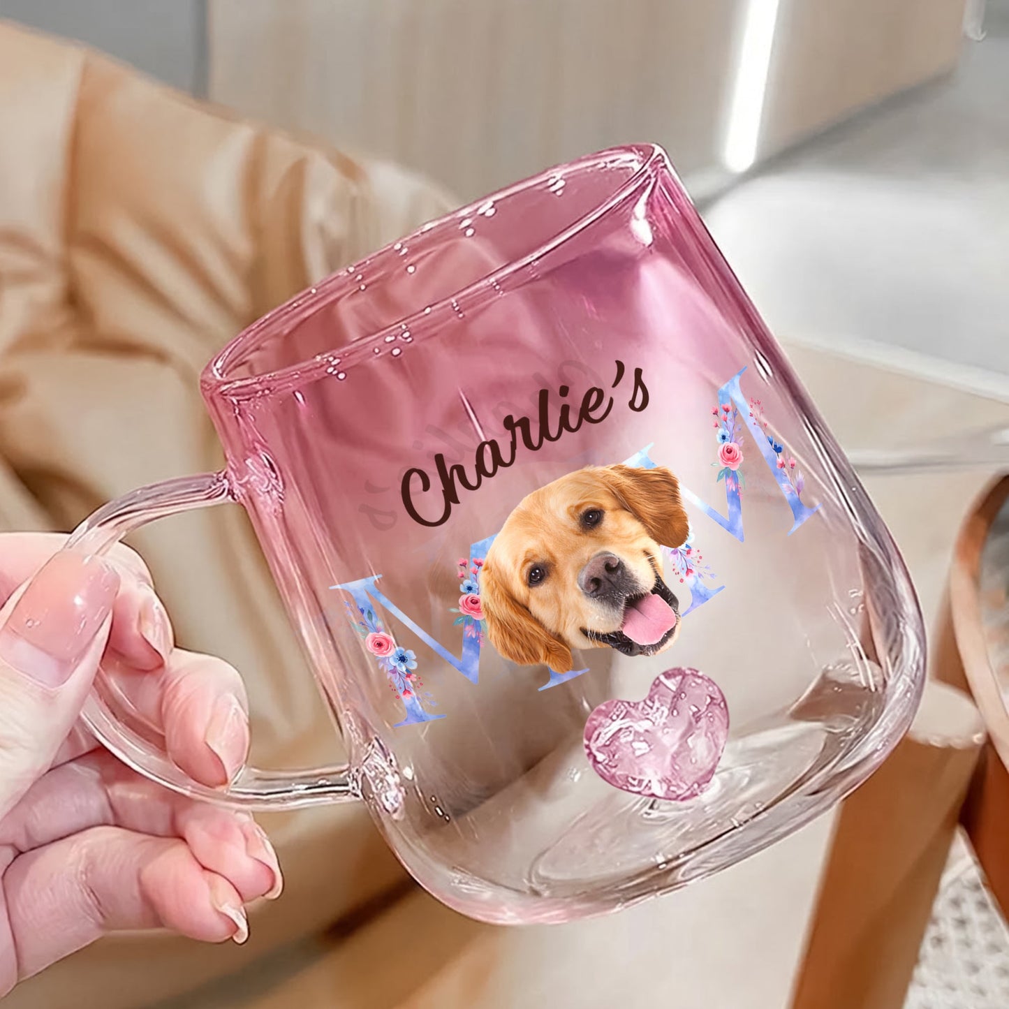Personalized Glass Mug - Custom Photo Mom With Pink Gradient | Mother’s Day Gift