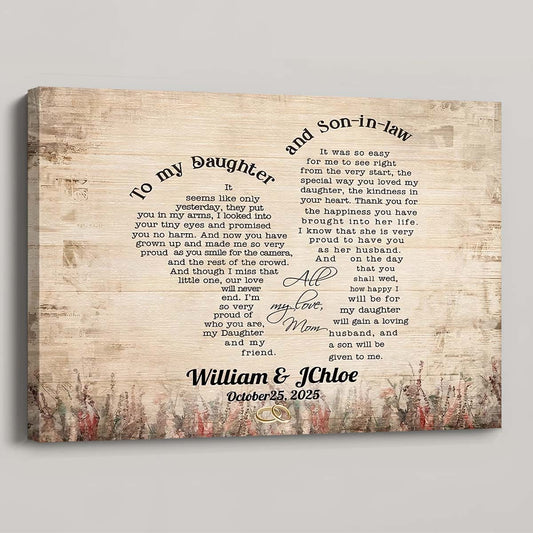 To My Daughter And Son-In-Law Personalized Canvas / Poster - Custom Wedding Gift from Mom