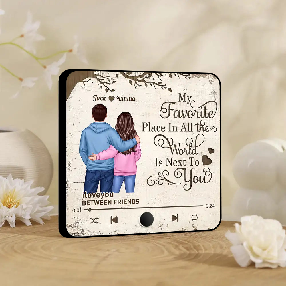 My Favorite Place In All the World Is Next To You - Personalized Music Fridge Magnet