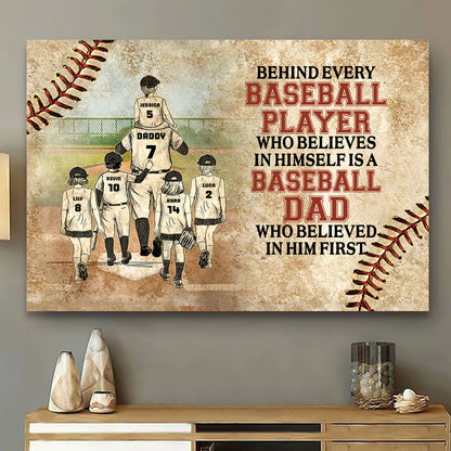 “Thank You Dad” Personalized Canvas / Poster - Baseball Theme Gift for Father