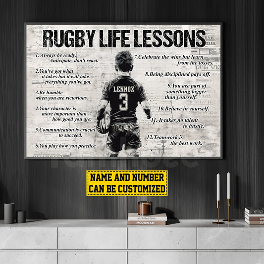 Personalized Rugby Life Lessons Poster / Canvas - Gift for Boys & Rugby Lovers