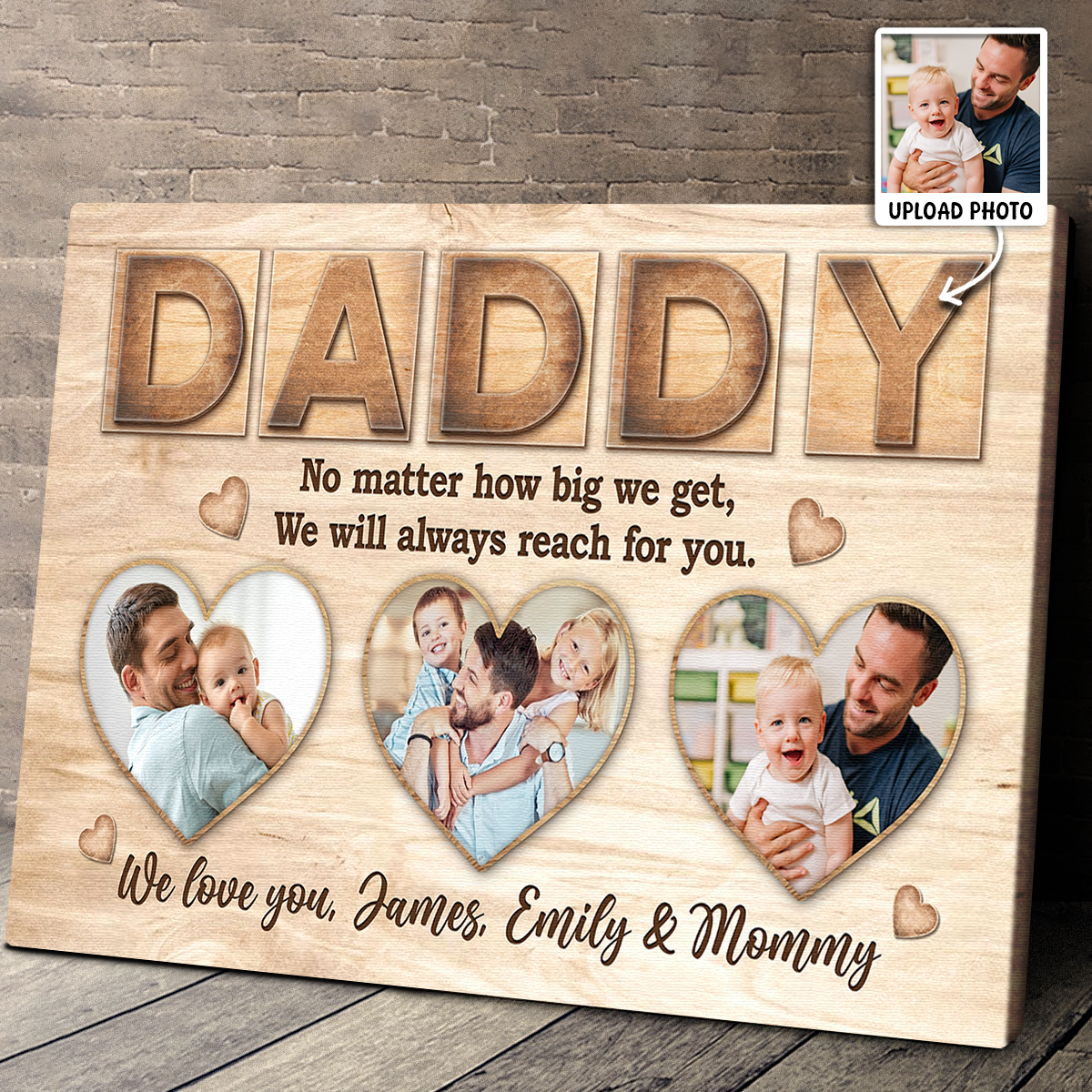 Personalized Dad Photo Canvas personalization view for Dad