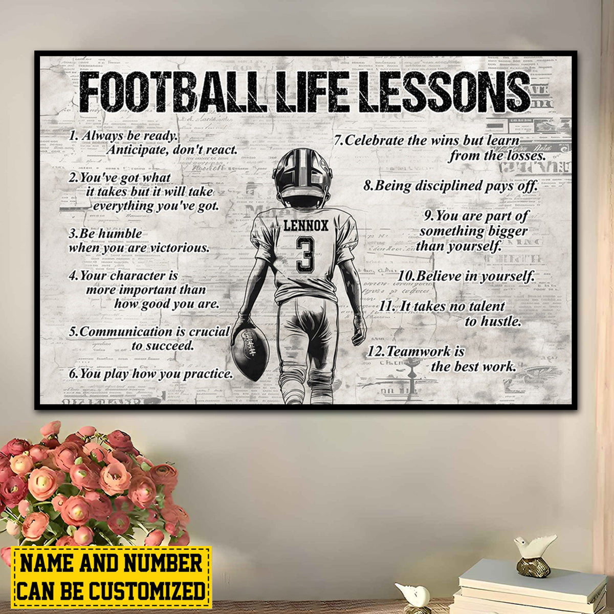 Personalized American Football Life Lessons Boy Poster / Canvas - Gift For American Football Lovers
