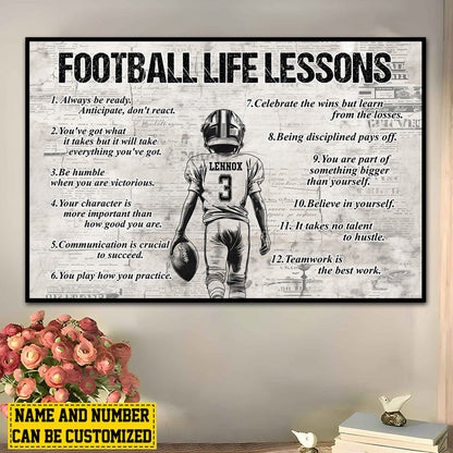 Personalized American Football Life Lessons Boy Poster / Canvas - Gift For American Football Lovers